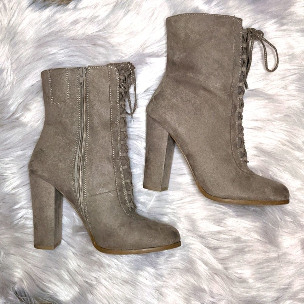 Carlos Santana Suede Lace Up Booties